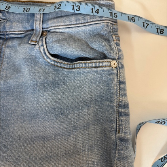 7 For All Mankind Blue Jean Mid Roll Shorts Frayed Hem SKU 0044 - Picture 9 of 12